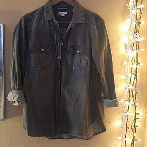 Button-down denim shirt